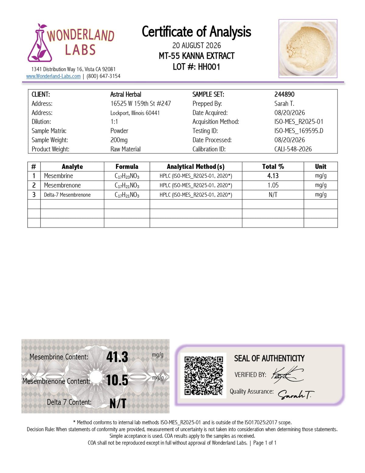 Kanna — MT-55 Extract Powder
