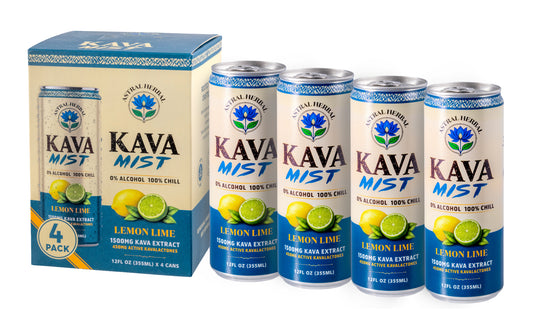 Kava Mist — Lemon Lime Sparkling Kava Drink — 4 × 12 fl oz Cans