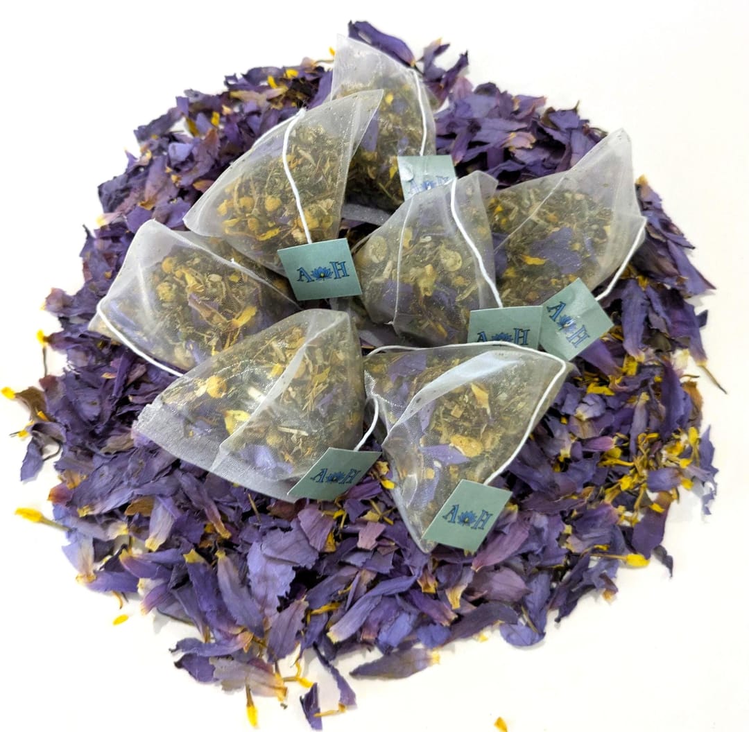 Cosmic Tranquility Pyramid Tea Bags - Blue Lotus, California Poppy, Chamomile & More