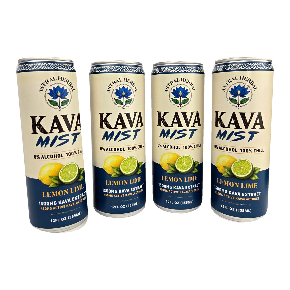 Kava Mist — Lemon Lime Sparkling Kava Drink — 4 × 12 fl oz Cans