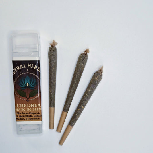 Lucid Dream Enhancing Pre Rolls - Mexican Dream Herb, Blue Lotus, Mugwort, Mullein, Damiana, and Peppermint