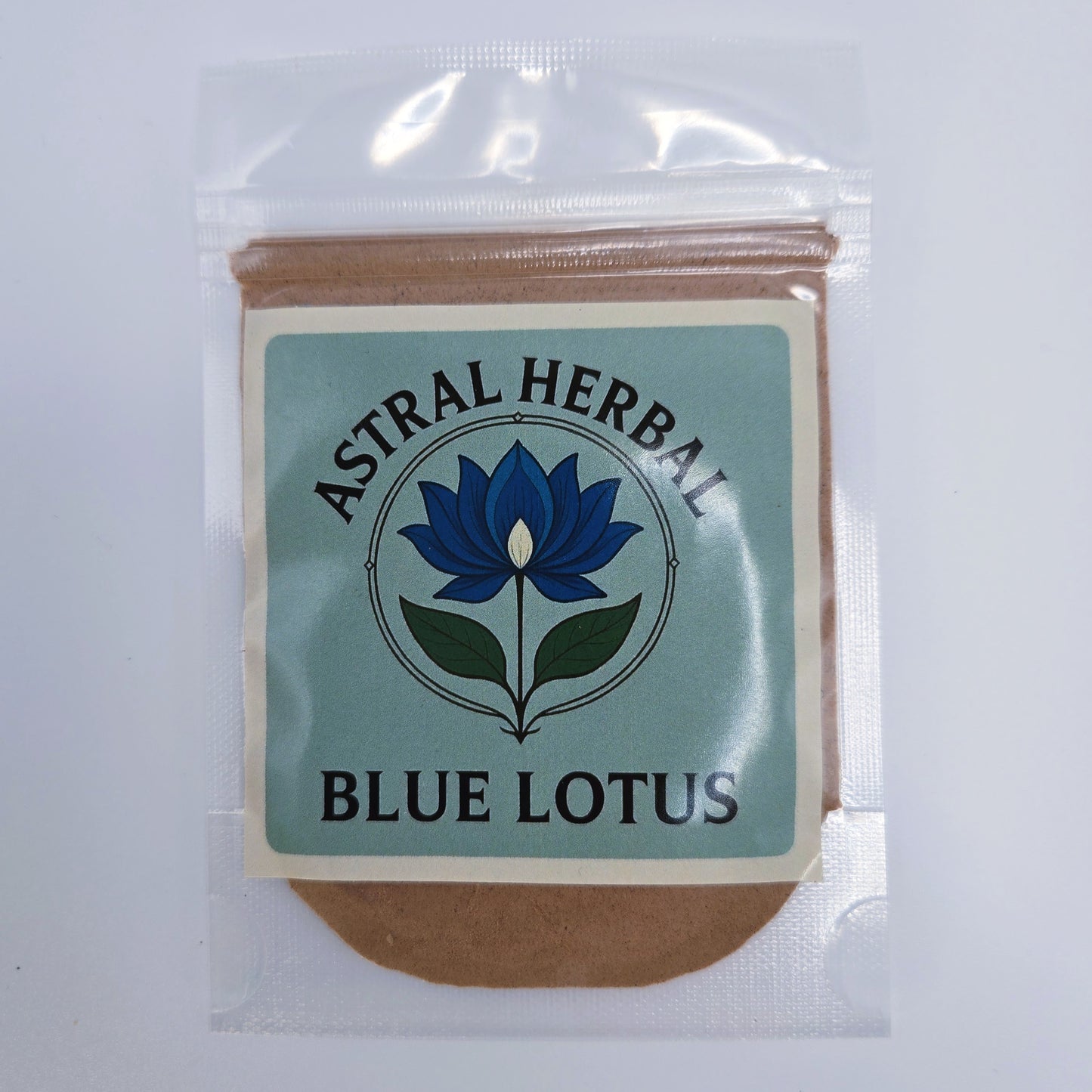 Packaged product with 'Astral Herbal' label featuring a blue lotus design on a white background