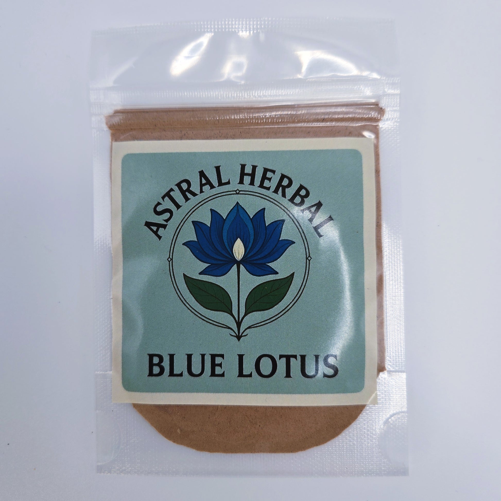 Packaged product with 'Astral Herbal' label featuring a blue lotus design on a white background