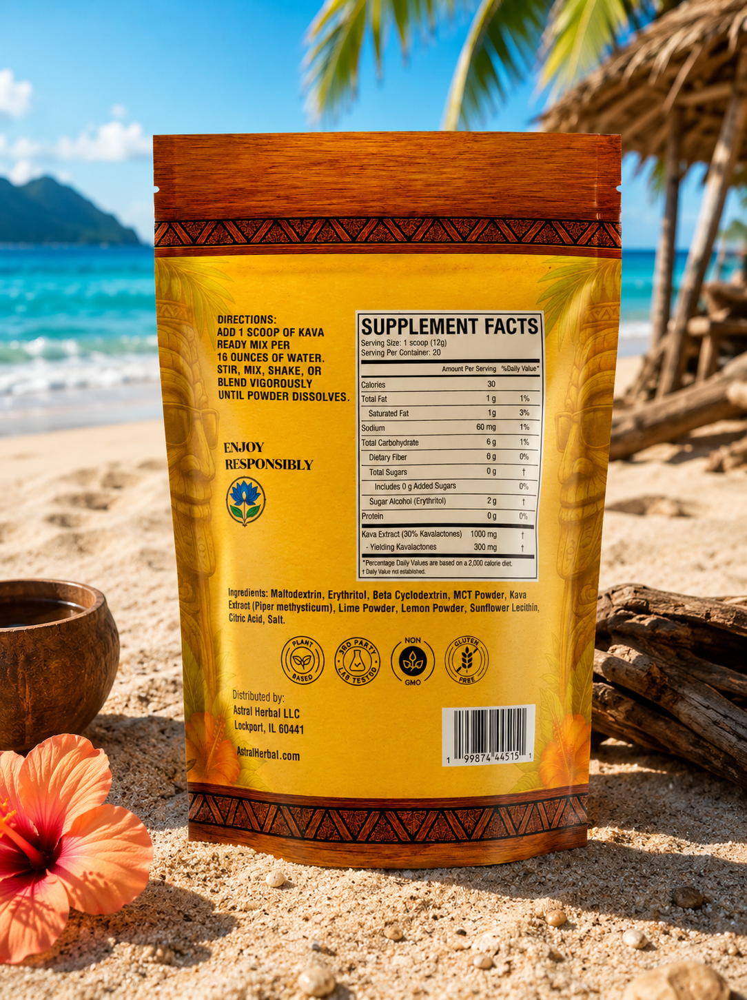 Kava Ready Mix - Lemon Lime Flavor - 1000mg Kava Extract per Quick Dissolve Scoop