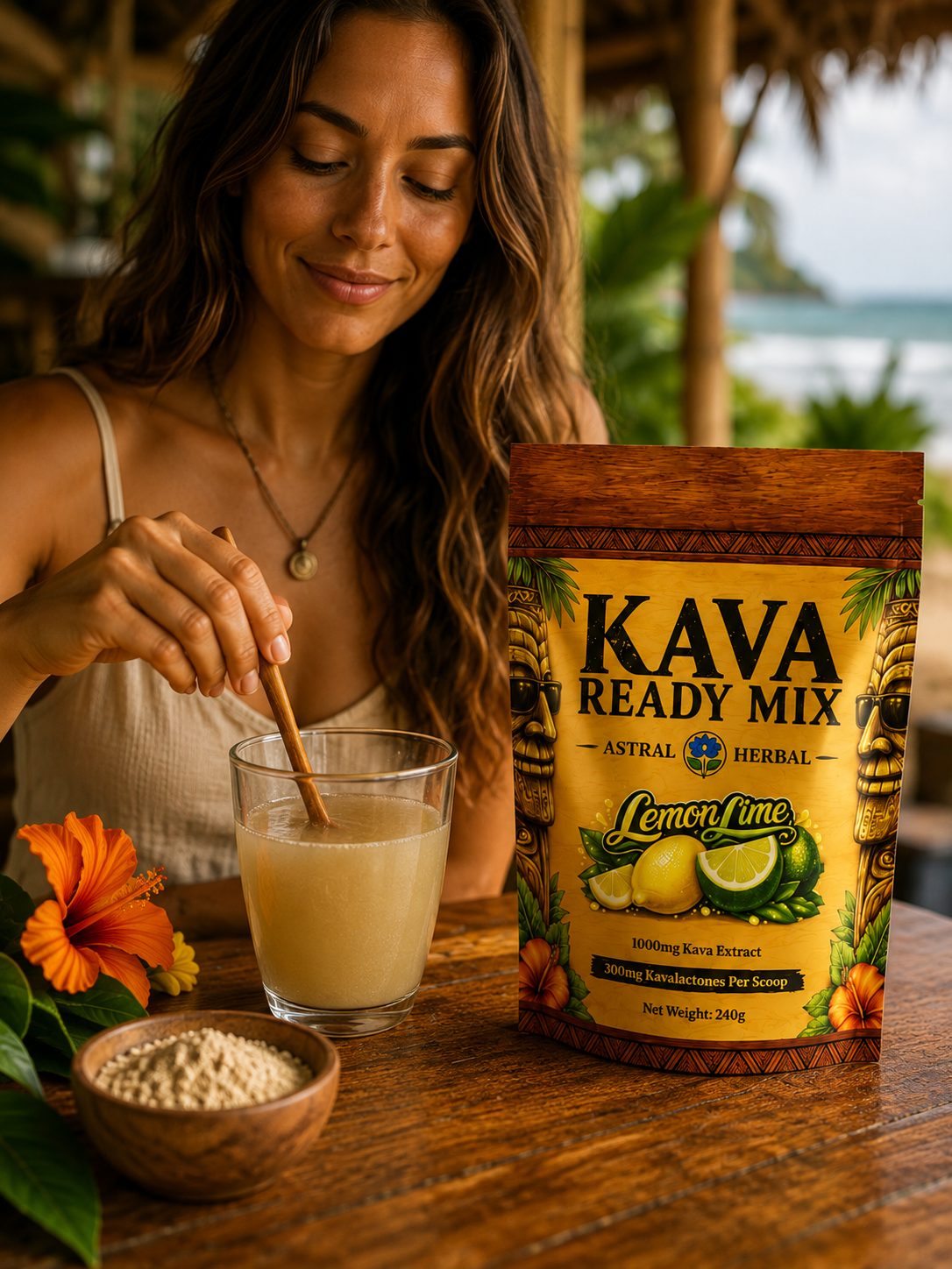 Kava Ready Mix - Lemon Lime Flavor - 1000mg Kava Extract per Quick Dissolve Scoop