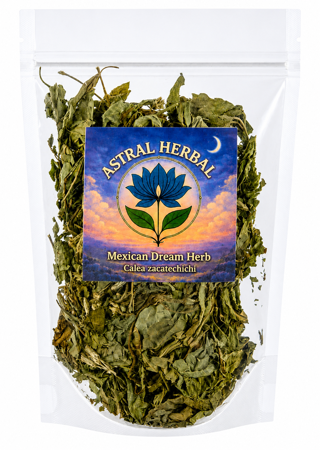 Packaged Mexican Dream Herb by Astral Herbal with a clear front view