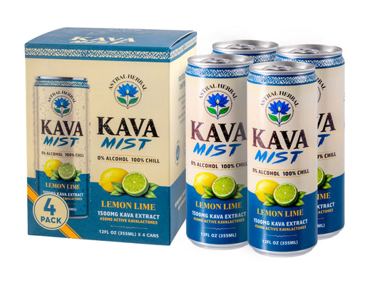 Kava Mist — Lemon Lime Sparkling Kava Drink — 4 × 12 fl oz Cans