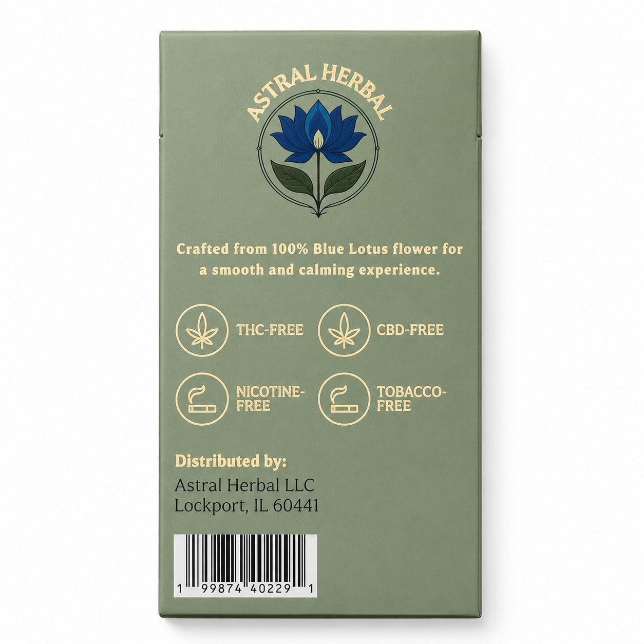 Astral Herbal packaging with branding and product information on a white background