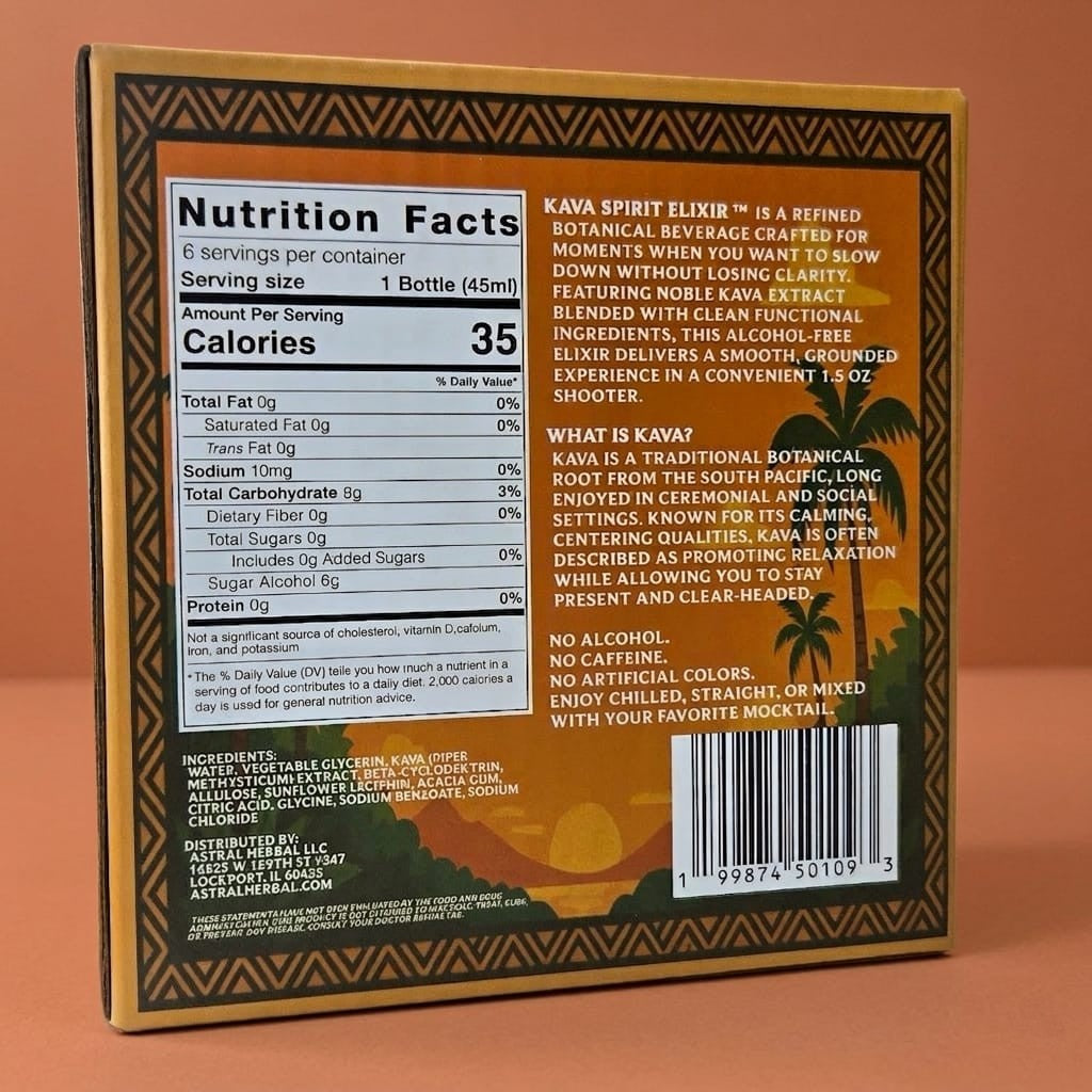 Kava Spirit Elixir - 1500mg Kava Extract and 450mg Kavalactones per 1.5oz Bottle