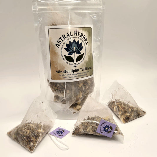 Mindful Uplift Pyramid Tea Bags - Ashwaghanda, St. John's Wort, Tulsi & More