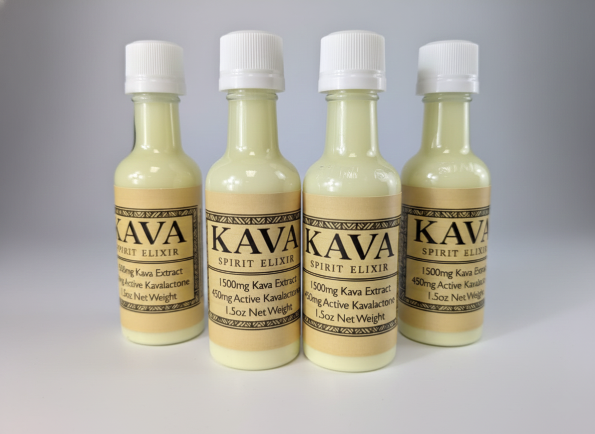 Kava Spirit Elixir - 1500mg Kava Extract and 450mg Kavalactones per 1.5oz Bottle
