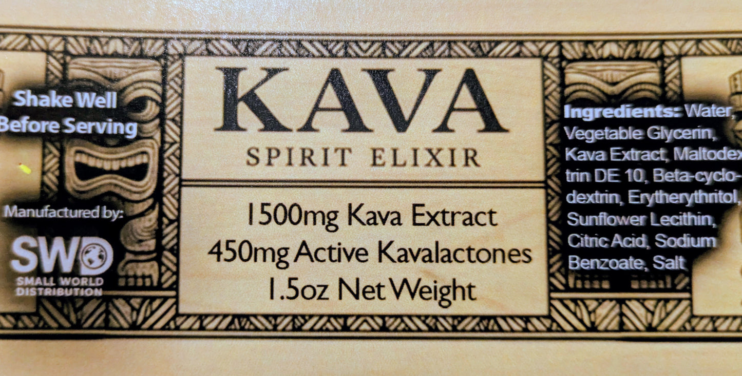 Kava Spirit Elixir - 1500mg Kava Extract and 450mg Kavalactones per 1.5oz Bottle